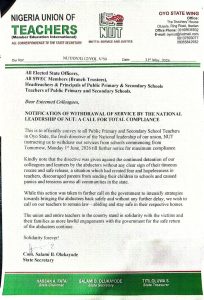 NUT Directs Oyo Teachers to Embark on Indefinite Strike Until Abducted Colleagues, Pupils Are Rescued